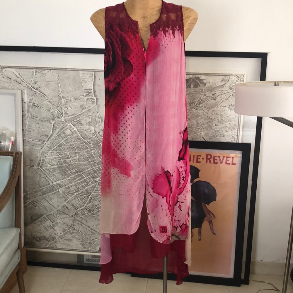 Satya Paul Pink and Red Floral Midi Dress
